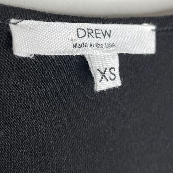 DREW Top Womens XS Gray Silk Front Colorblock Black Stretch-Knit Back Tunic USA - Picture 8 of 9